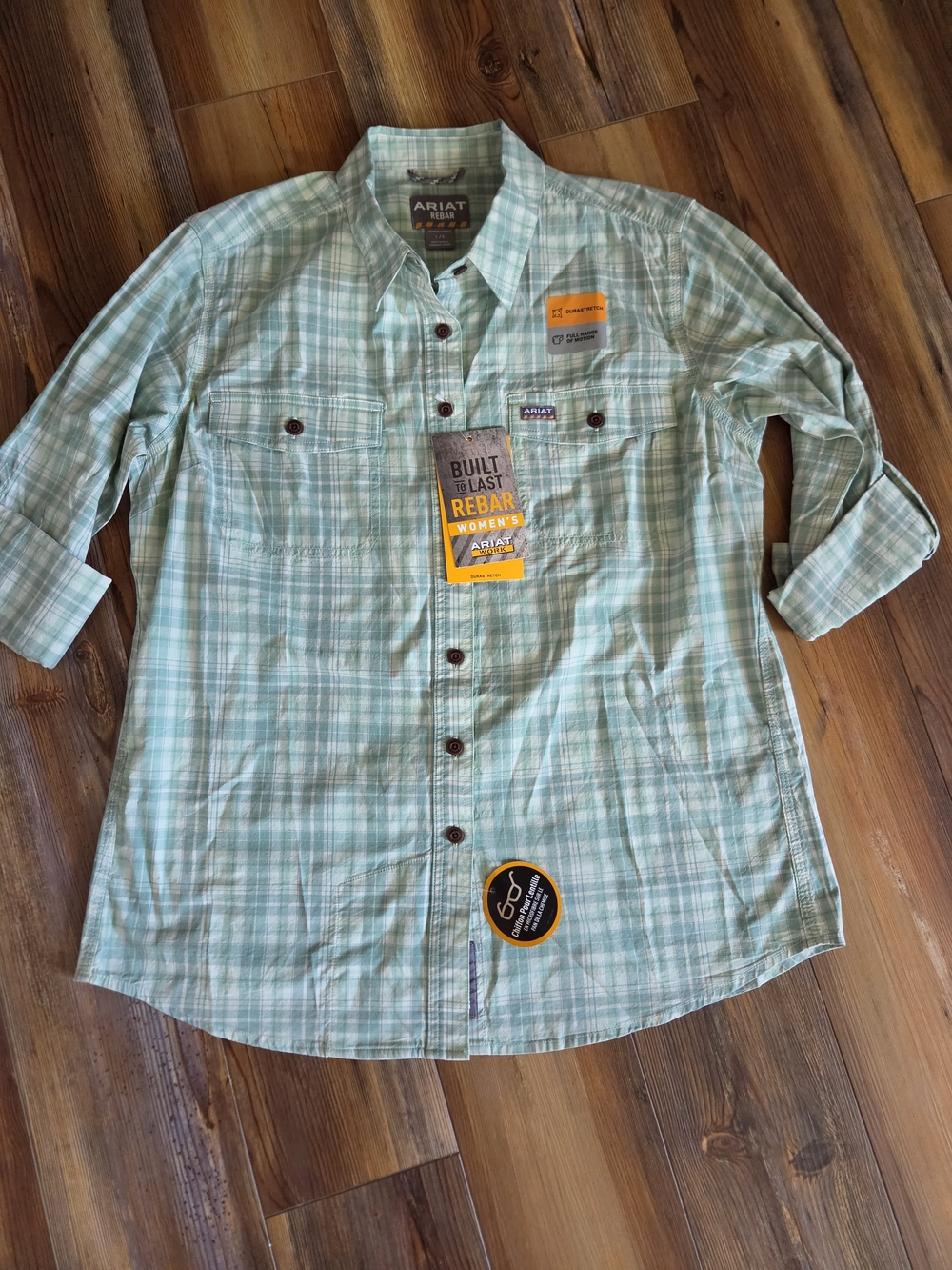 Ariat Mint Green Plaid Long-Sleeve Button-Down Shirt
